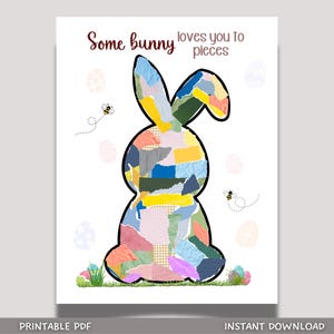 Lavoretti di Pasqua per bambini con coniglietti, stampabili, fai da te, attività artistiche con carta strappata, asilo nido, scuola materna, aula, scuola materna, asilo nido, bambino