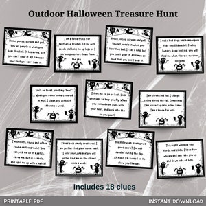 Outdoor Halloween Treasure Hunt For Kids, Halloween Scavenger Hunt Clues Printable, Halloween Party Games, Kids Fun Halloween Activity
