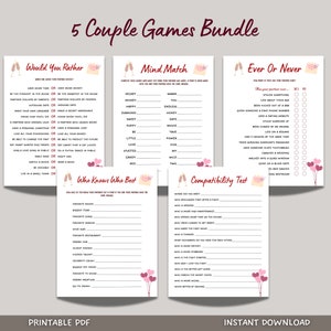 Couple Games Printable, Date Night Games, Marriage Anniversary Games, Fun Party Games for Couples, Valentines Day Games, Couples Night Games