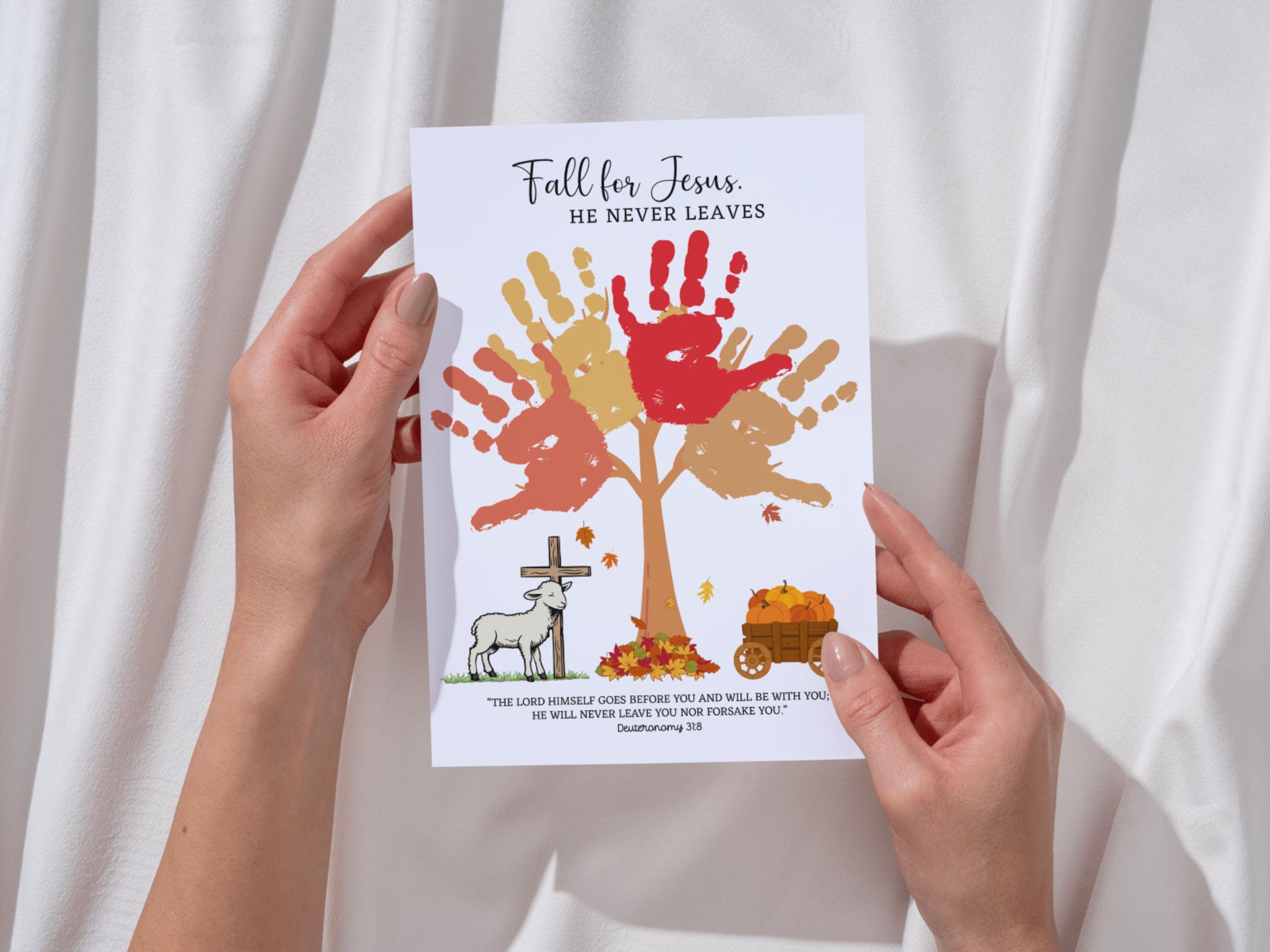 Fall for Jesus Christian Handprint Art Printable, Autumn Tree Craft ...