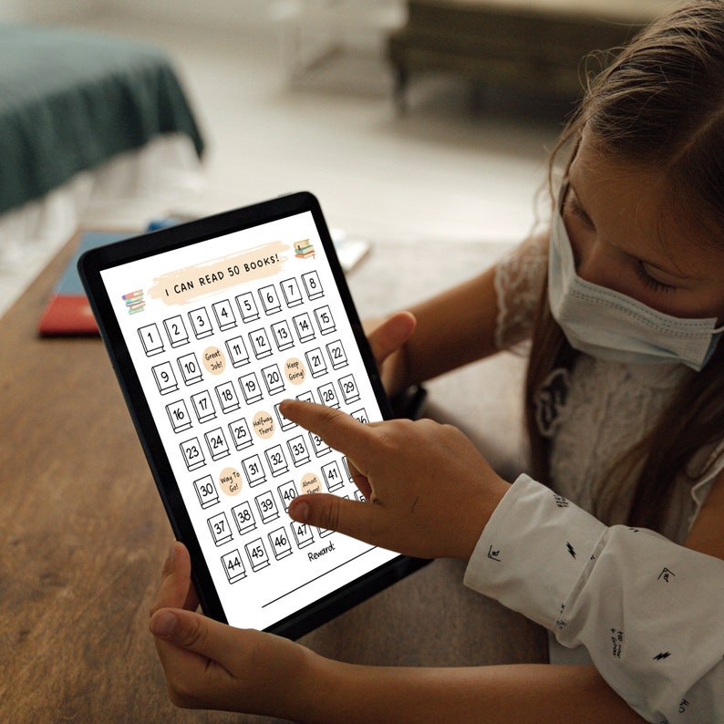 Printable Reading Chart Kids, Reading Log Tracker 50 100 Books, Book Reading Challenge, Homeschool Reading Reward Chart, Progress Chart PDF image 6