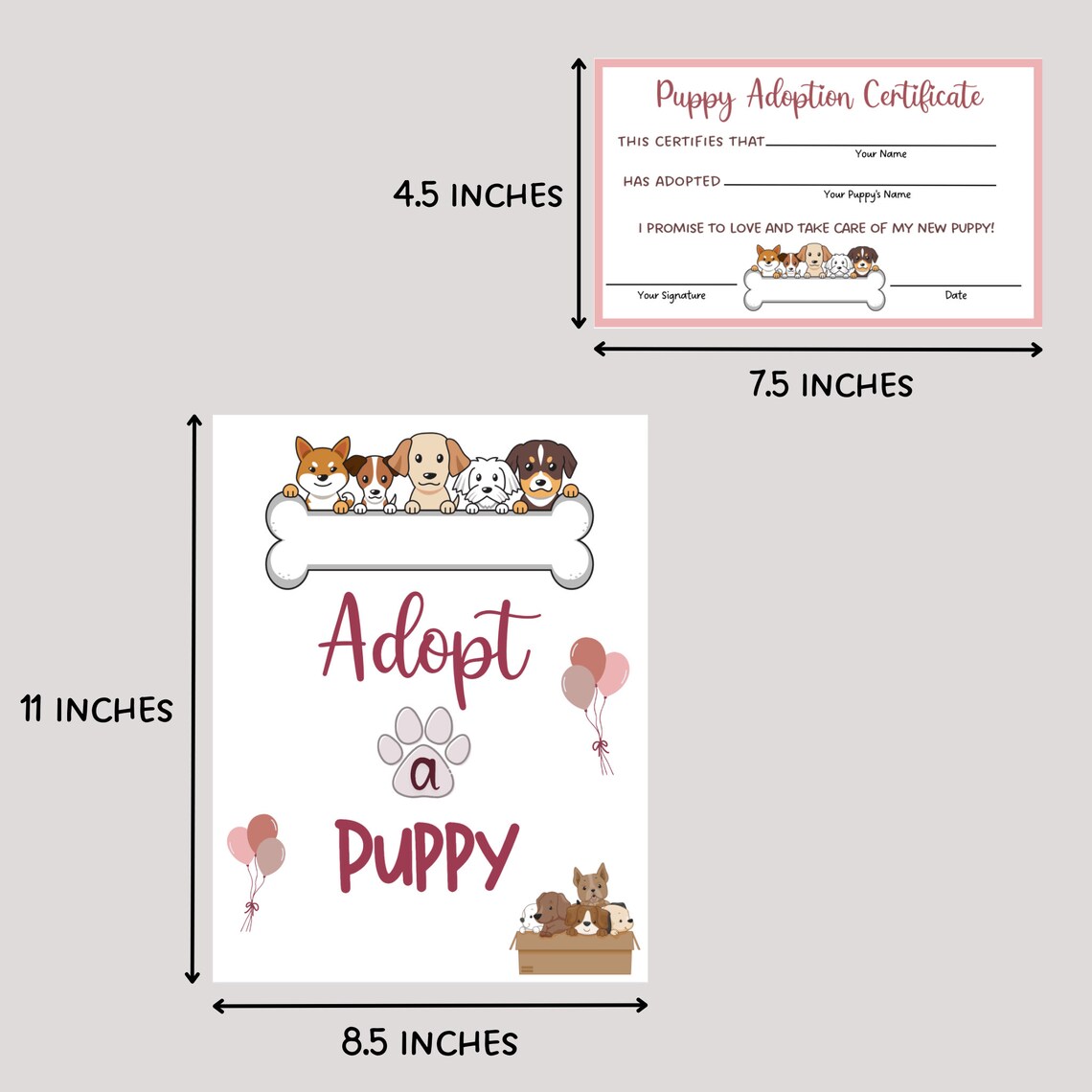 Puppy Party Signs Printable, Adopt a Puppy Party Games, Dog Adoption ...