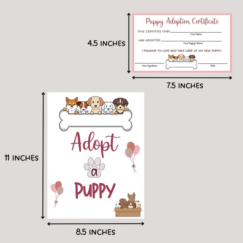 Puppy Party Signs Printable, Adopt a Puppy Party Games, Dog Adoption ...