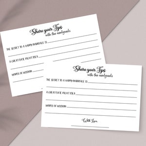 Wedding Advice and Wishes Card Printable Minimalist Bridal - Etsy