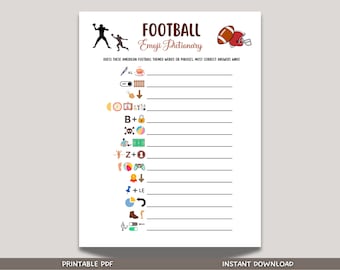 Football Emoji Pictionary Game Printable, Football Party Game, Office Party Game, Activity For Kids and Adults, Classroom Games