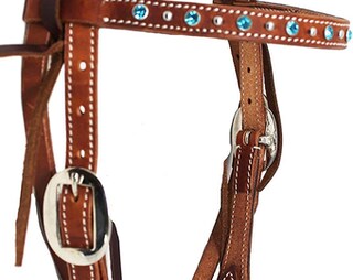 Tough 1 Testiera E Redini In Pelle Color Cuoio Scuro Per Pony – McCoy Collection, Con Bling