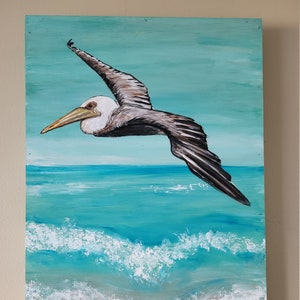 Acrylic on Wood Pelican Painting