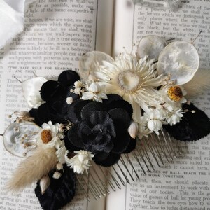 Schwarze Blume Hochzeit Kamm, Gothic Kopfschmuck, schwarze Brautkrone, Gothic Braut, dunkle Farbe Kamm, Ehrlichkeit Haarkamm, Braut Haarschmuck