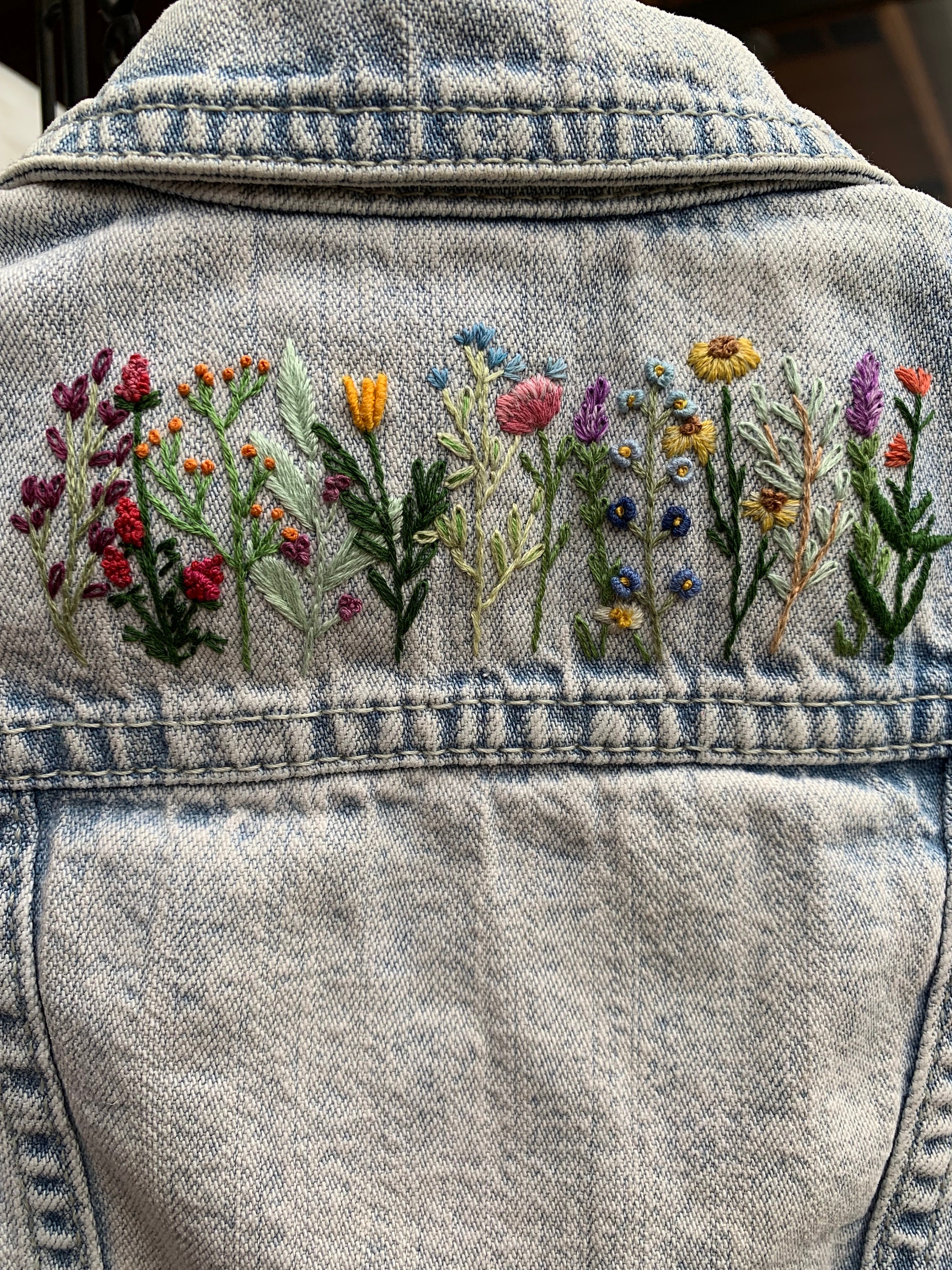 Denim Vest 12 Month Baby Girl Hand-embroidered Wildflowers - Etsy
