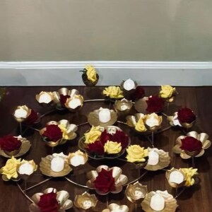 Elegant Round Lotus T-Light Holder - Iron Decorative Tabletop Candle Stand