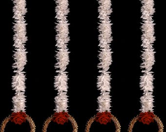 Gajra Jasmine Flower Garland with T light holder for Indian wedding decoration ,Temple Decoration,Stage Decoration Haldi Decor hanging