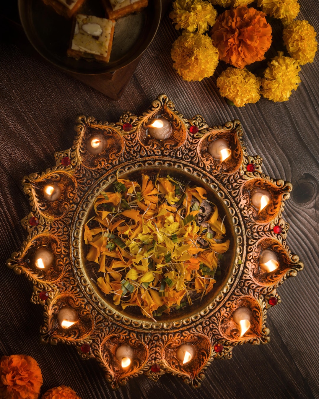 Eleven Diya Thali - Etsy