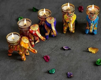Elephant Candle holder, Festive Gift, Diwali gifts, Christmas gifting/Holiday candles / Bulk Return Gifts for Diwali pack of 6
