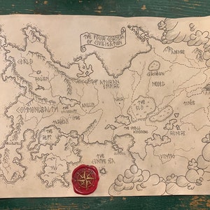Carte fantastique personnalisée - carte de style Tolkien - carte du monde des donjons et des dragons - carte personnalisée du livre - idées cadeaux d'art mural | Livres, films, jeux, jeux de rôle |