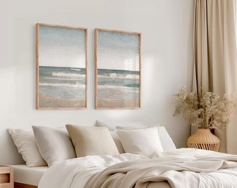 Set of 2 Prints, Beach Wall Art, Minimalist Wall Art, Muted Landscape Print Set, Coastal Wall Art, Neutral Wall Art, DIGITAL DOWNLOAD SC19