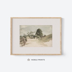 Vintage Landscape Watercolor Painting, Printable, Vintage Landscape Print, Digital Download