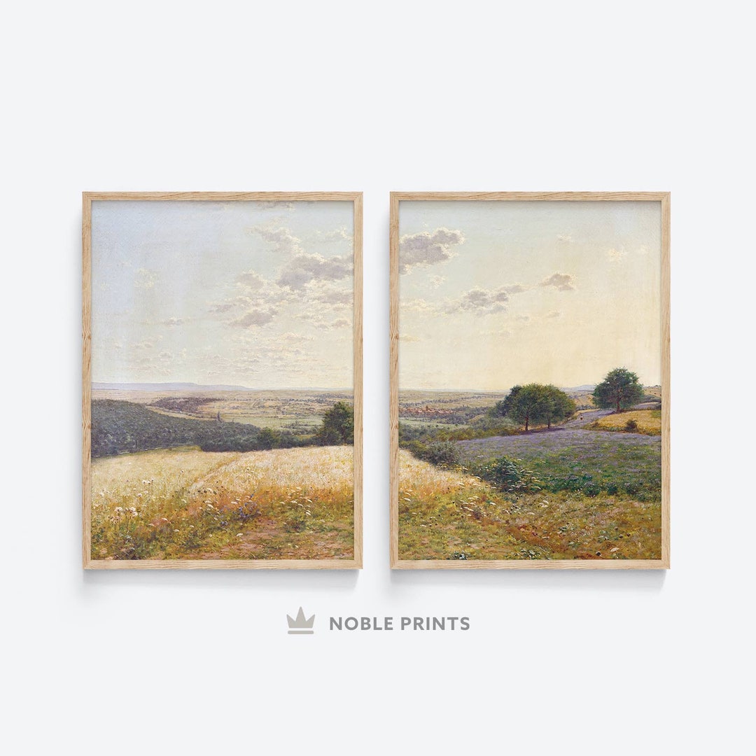 Summer Landscape Painting, Set of 2 Prints, Printable, Meadow Print ...