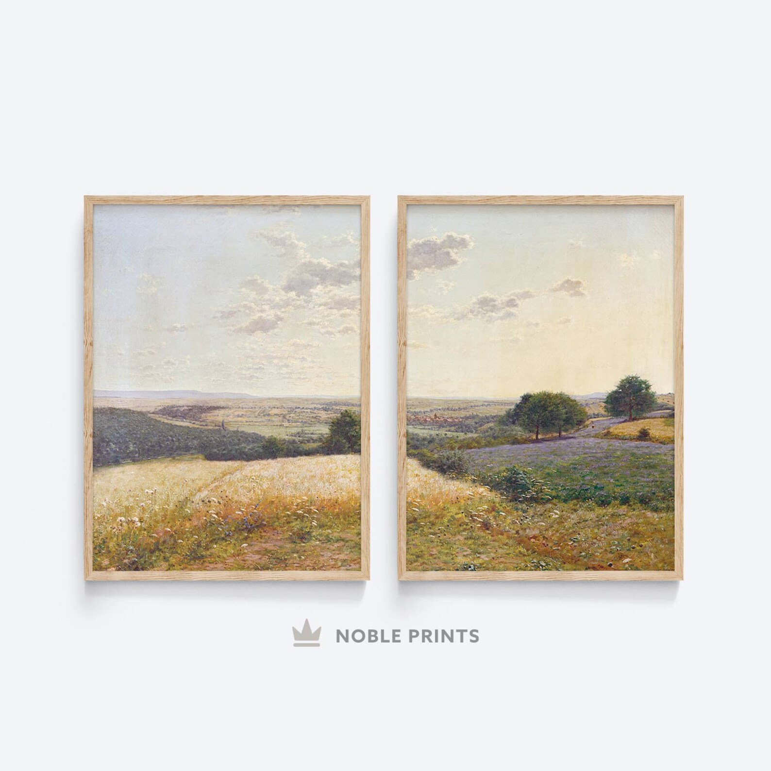 Summer Landscape Painting, Set of 2 Prints, Printable, Meadow Print ...