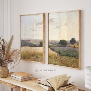 Summer Landscape Painting, Set of 2 Prints, Printable, Meadow Print ...