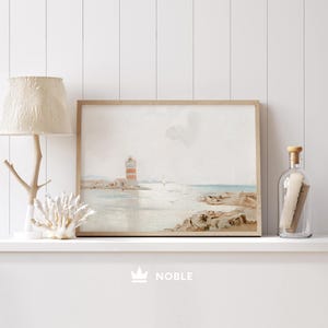 Vintage Nautical Painting, Printable, Lighthouse Painting, Coastal Marine Vintage Art, Nautical Art, Lighthouse Print, Digital Download SC22