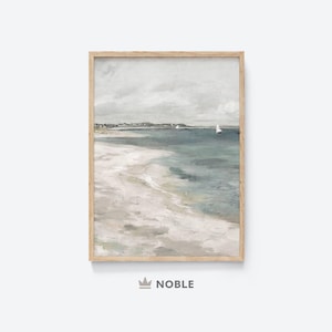 Vintage Coastal Painting, Printable, Vintage Seaside Print, Vintage Beach Prints, Living Room Wall Art, Instant Digital Download SC21