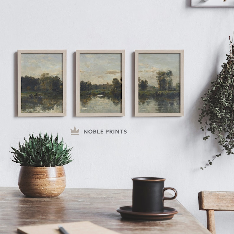 Vintage Meadow Print Set of 3 Prints, Printable, Vintage Landscape Prints, Summer Wall Art, Digital Download image 6