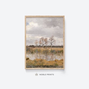 Vintage Fall Landscape Painting, Printable, Fall Decor, Autumn Wall Art, Countryside Painting, Neutral Wall Art, Digital Download