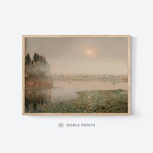 Vintage Landscape Painting, Printable, River Wall Art, Nature Wall Art, Farmhouse Decor, Digital Download