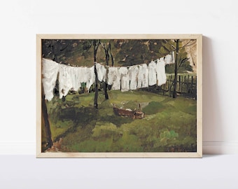 Laundry Room Art, Printable, Vintage Farmhouse Decor Painting, Digital Download