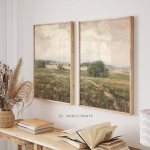 Vintage Landscape Painting Set of 2 Prints, Printable, Modern Rustic ...