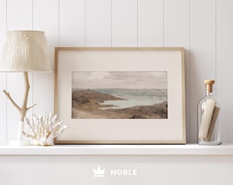 Rustic Coastal Print, Printable, Vintage Seascape, Scenery Painting, Coastal Art, Ocean Print, Seascape Oil Painting, Digital Download SC3