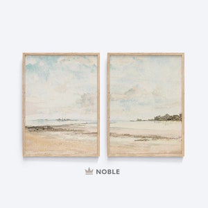 Antique Beach Prints Set, Coastal Wall Art Paintings, Beach House Wall Art, Minimalist Print, Muted Beach Prints Set, Digital Download