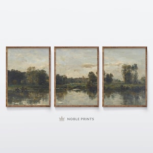 Vintage Meadow Print Set of 3 Prints, Printable, Vintage Landscape Prints, Summer Wall Art, Digital Download image 7