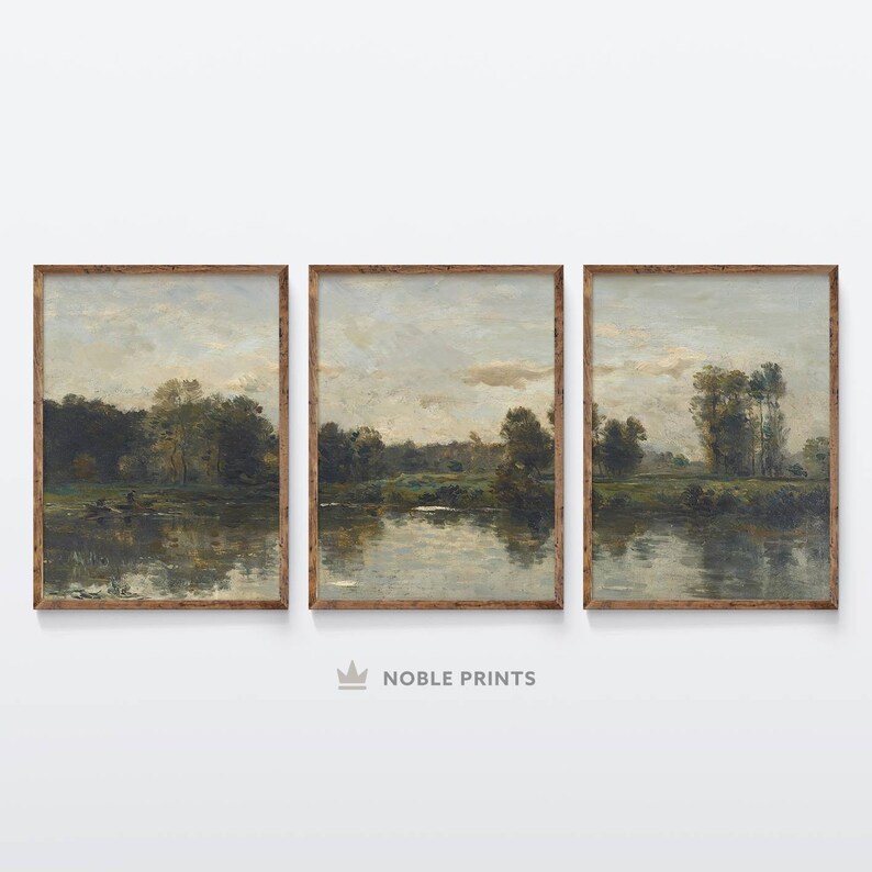Vintage Meadow Print Set of 3 Prints, Printable, Vintage Landscape Prints, Summer Wall Art, Digital Download image 7