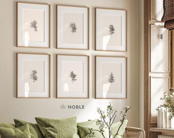 Tree Sketch Print Set, Printable, Tree Drawings, Tree Etchings, Vintage Tree Art, Neutral Rustic Wall Art, Gallery Wall Print Set, Antique