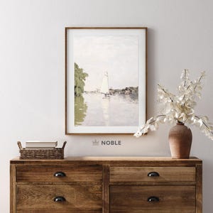 Vintage Sailboat Painting, Printable, Sailboat Print, Sailboat Wall Art, Ocean Wall Art, Seacoast Painting, Digital Download
