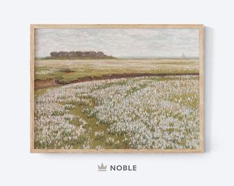 Spring Meadow Oil Painting, Printable, Vintage Landscape Print, Digital Download