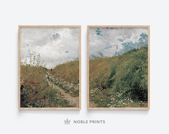 Vintage Meadow Paintings, Printable, Set of 2 Prints, Countryside Painting, Meadow Prints, Country Painting, Summer Art, Digital Download