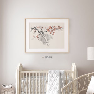 Vintage Blossoms Painting, PRINTABLE, Botanical Print, Nursery Wall Art, Bedroom Print, Girls Room, Pink Watercolor, Neutral Wall Art