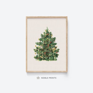 Vintage Weihnachtsbaum Kunst, druckbar, Weihnachten Wandkunst, Weihnachtsdekor, Vintage Winter Kunst, Neutral, Urlaub Print, sofortiger Download
