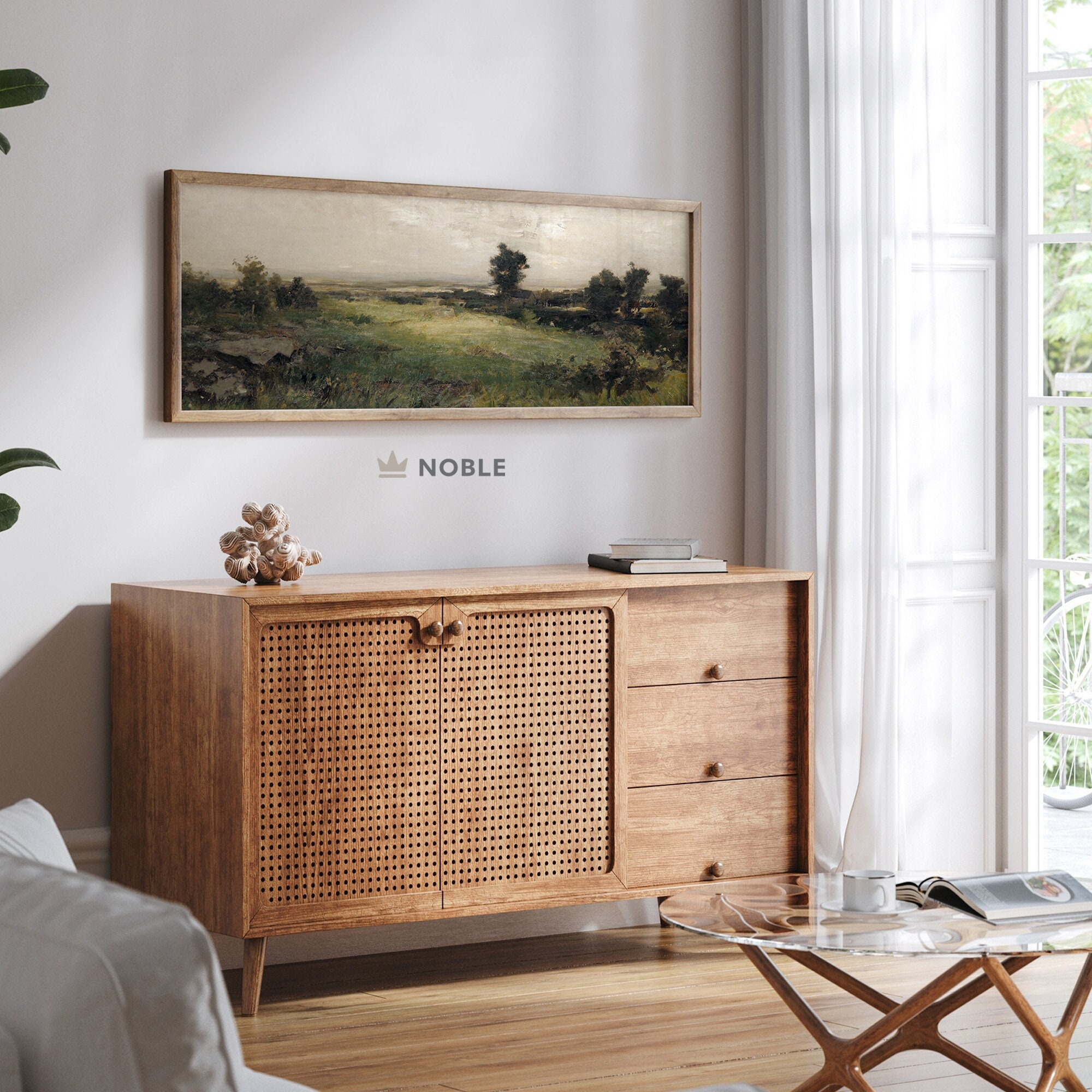 Vintage Countryside Landscape Panoramic Wall Art, Panoramic Print, Vintage Rustic Country Prints, Green Country Prints, Digital Download