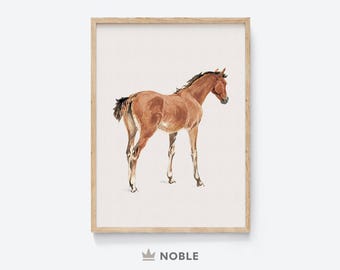 Vintage Horse Watercolor, Printable, Horse Painting, Vintage Horse Digital Print, Equestrian Art, Digital Download