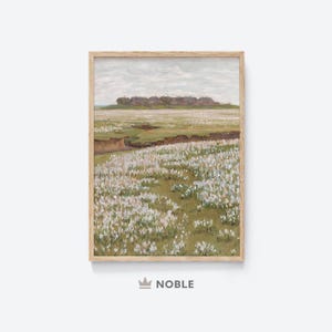Spring Meadow Vintage Oil Painting, Countryside Print, Farmhouse Wall Decor, Vintage Flower Field, Digital Wall Art Download, Printable