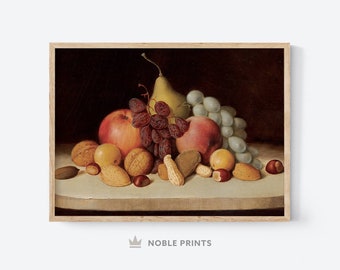 Still Life Fruit Painting, Printable, Oil Painting, Digital Download