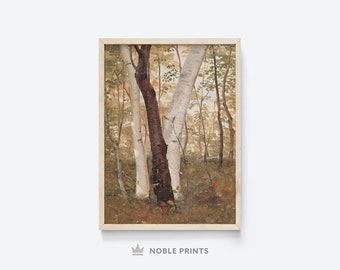 Antique Autumn Painting, Printable, Autumn Landscape Painting, Farmhouse Decor, Fall Countryside Art, Cottage Decor, Digital Download