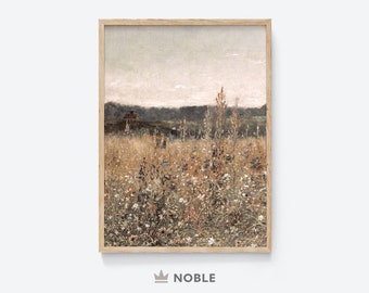 Wildflower Field Print, Vintage Flower Field, Digital Wall Art Download, Printable