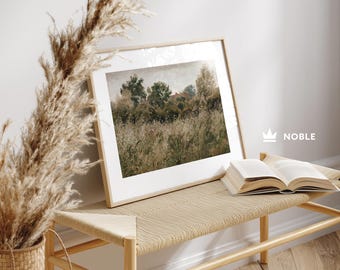 Cuadro de paisaje de cabaña, imprimible, decoración de verano, impresión vintage, descarga digital