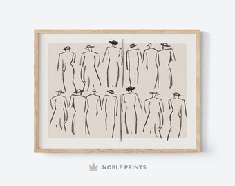 Vintage Sketch Art, Printable, Vintage Figure Art, Abstract Prints, Minimalist Wall Art, Vintage Drawing, Digital Download
