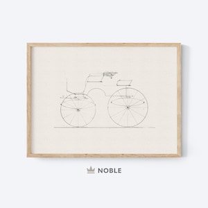 Vintage Bicycle Print, Vintage Bike Sketch, Farmhouse Wall Art, Neutral Nursery Art, Vintage Drawing, Downloadable Digital Art
