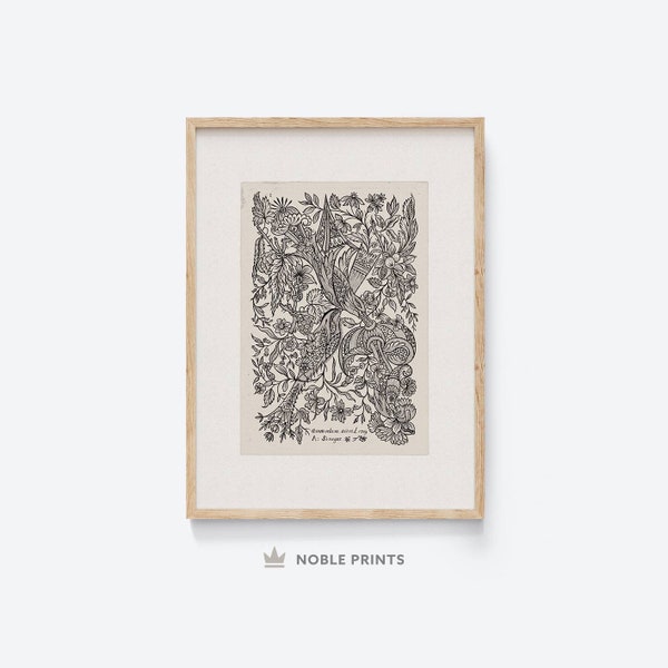 Vintage textielontwerp, afdrukbare, minimalistische muurkunst, sierlijke schetskunst, tekening, etsen, neutrale muurkunst, digitale afdrukbare download